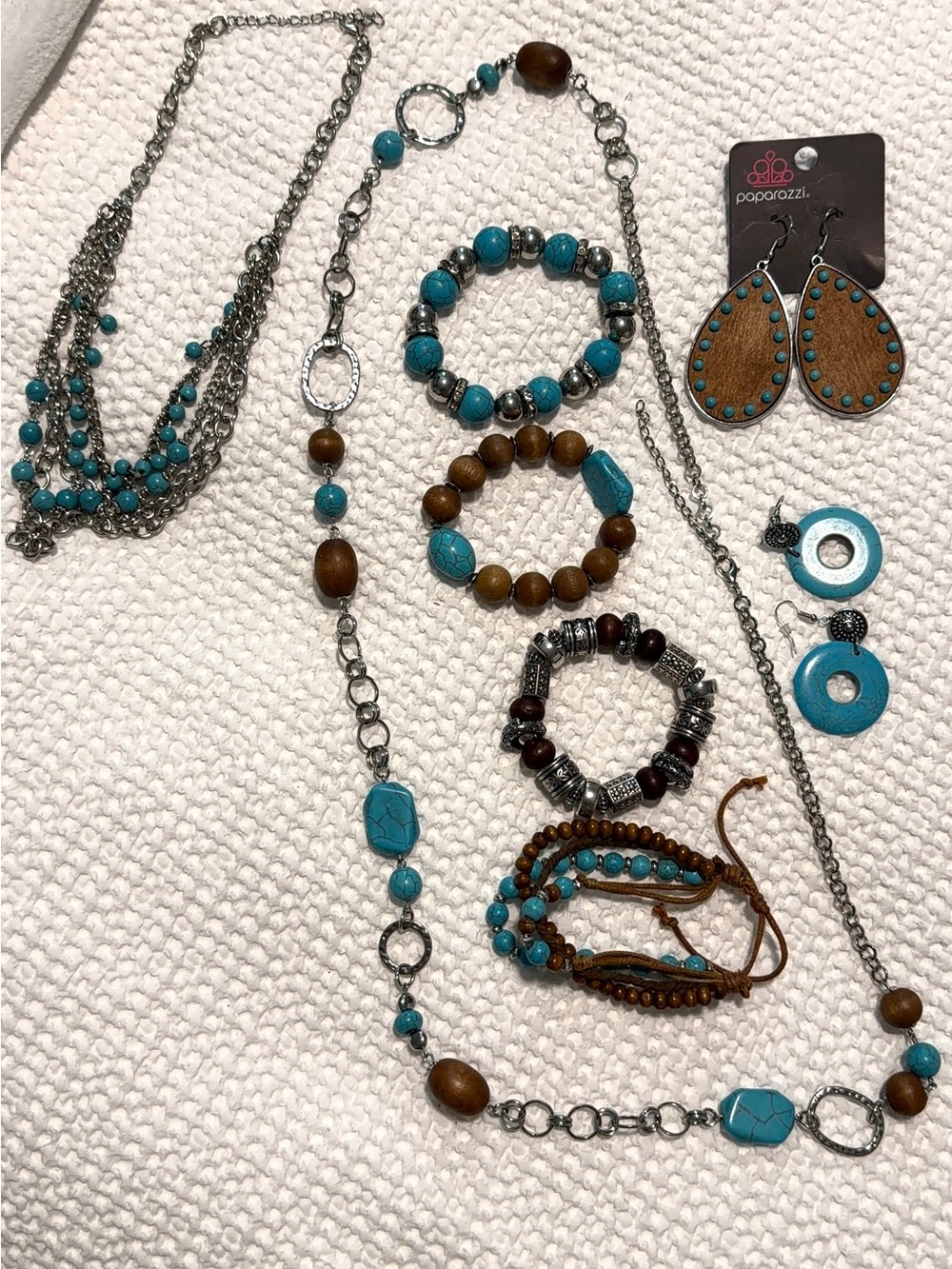 paparazzi Turquoise and Brown Mixed-Bead Jewelry Set
